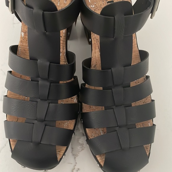 Korks Whitney Wood grain Platform studded details straps buckle Sandal sz 10 NWT - Picture 4 of 9